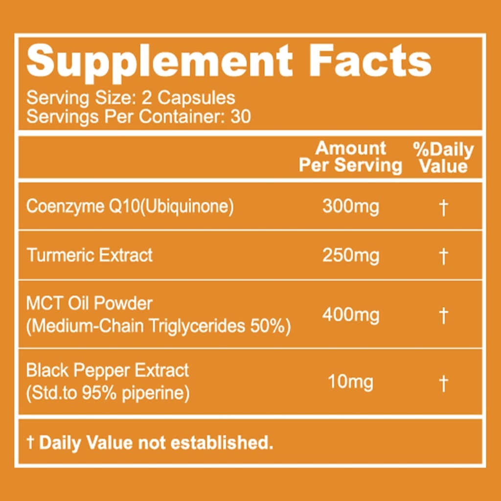 CoQ10 300 mg kapsułki, suplement wegański do produkcji energii, Non-GMO, Gluten Free - 60 kapsułki wegetariańskie