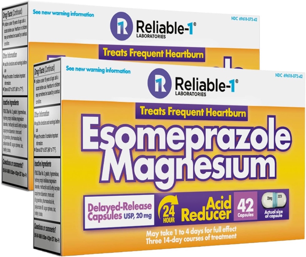 Relivable-1 Laboratories Esomeprazol 2- Pack - Magnezu Opóźniony Release Acid Reducer 20Mg Kapsułki dla Relief Częste Heartburn 84 Ct