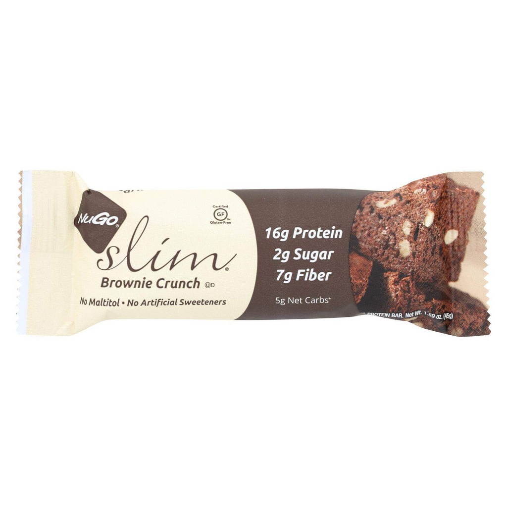 NuGo Nutrition - Slim Bar Brownie Crunch - 1.59 oz (Opakowanie 12)