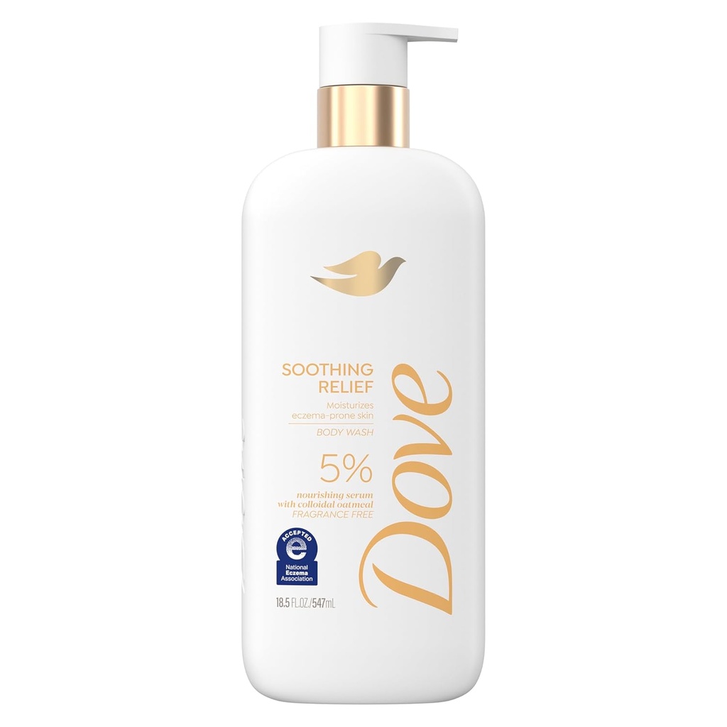 Wolny zapach Dove Body Wash Soothing Relief Nawilża skórę podatną na wyprysk 5% odżywcze surowicy z owsianki koloidalnej 18.5 oz
