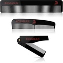 Bossman Acetate Beard, wąsacz, & Włosy Comb Set 3 - Combs for Men with Minimalistic Magnetic Box (7.5- Inch, 5- Inch, 3.5- Inch) - Cechy Zaokrąglone zęby, Podwójne-Sided Teeth i Foldable Design