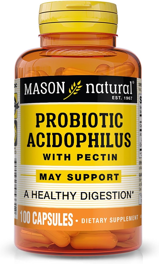 Mason Natural Acidophilus z kapsułkami Pectin, Pomoc trawienna - 100 Ea