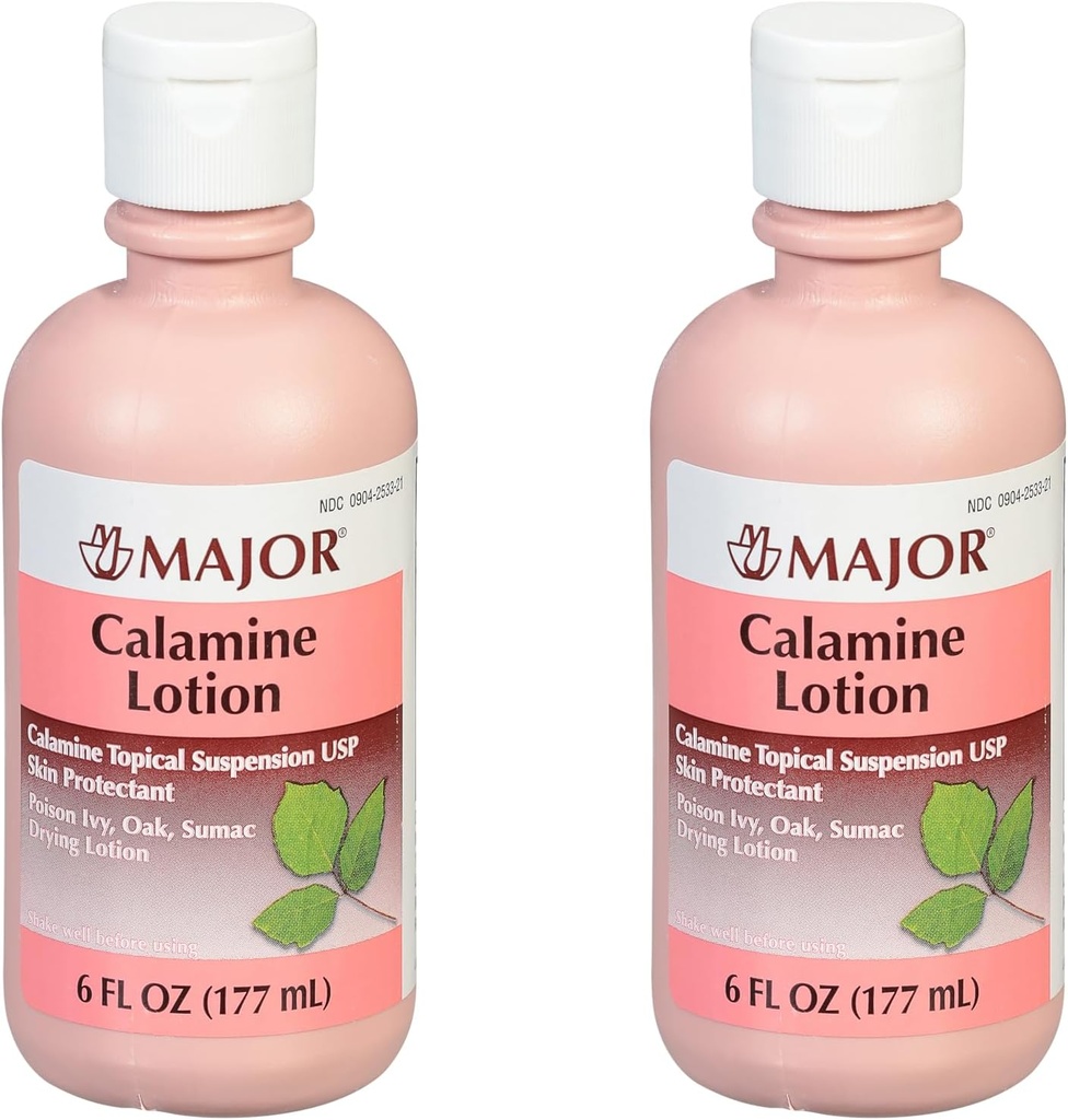 MAJOR Calamine Lotion - Calamine Topical Suspension USP Skin Protectant - 6 Fl Oz (177 ml) (2 opakowania)