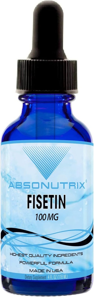 Absonutrix Fisetin 100 mg, 4 Oz Liquid, 200 Służenia, Made in USA, Szybka absorpcja, Jakość składników mocnych, Trzydzieści-Party Tested, Non-GMO, GMP Certified, okrucieństwo wolne produkty