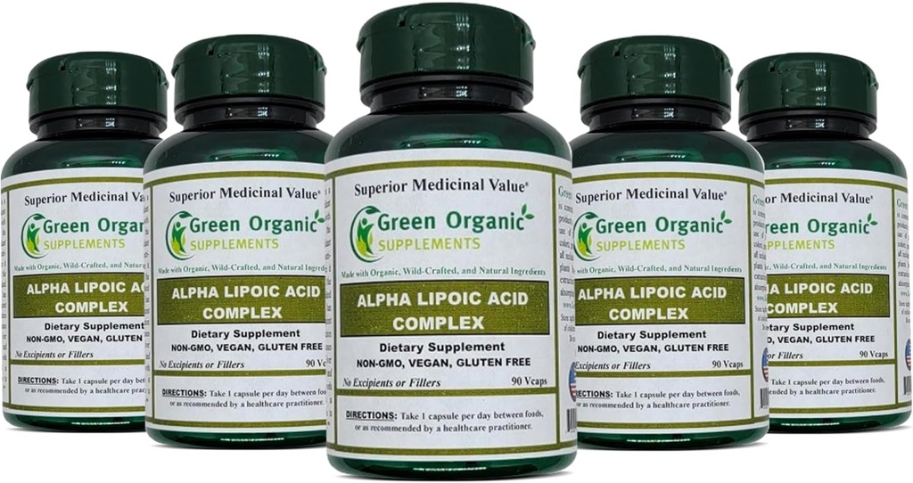 Suplementy ekologiczne "Alpha Lipoic Acid Complex, ALA, 90 VCaps Alpha Lipoic Acid kapsułki (opakowanie po 5)