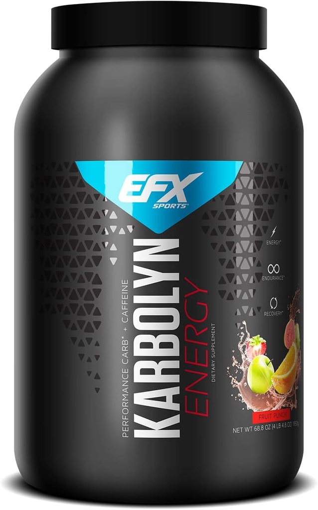 EFX Sports Karbolyn Energy 124; Performance Carbohydrate Powder + Cappuccine 124; Carb Load & Energize 124; 250mg Cappuccine 124; Sugar Free 124; 36 Servings (Fruit Punch)