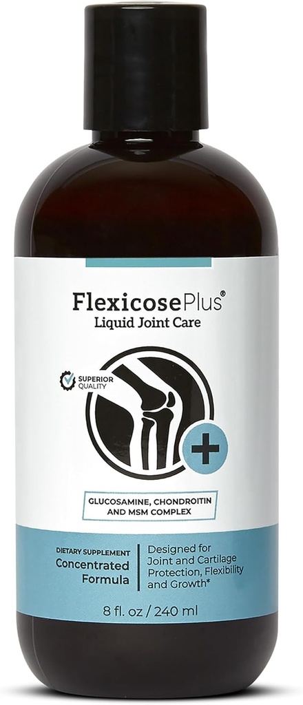 Flexicose Plus - Liquid Joint Care - 8 fl oz - Advanced Joint Supplement with Glucozamine, Chondroitin & MSM Complex Joint Care for Men and Women