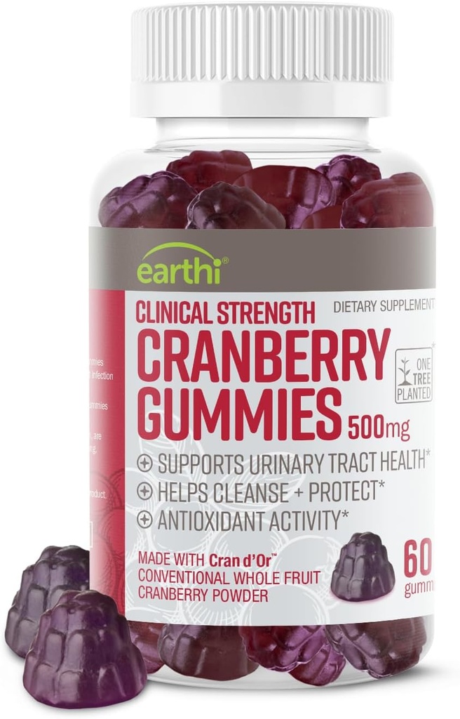 Siła kliniczna Gummies żurawinowy 500mg - Support Tract Support Health for Women & Men - Antioksydant Superfood to Cleanse & Protect - Cran d 'Or Cranberry Powder Supplement (60 Gummies)