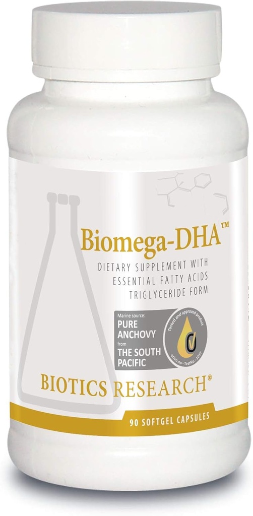Biotics Research Biomega DHA Fish Oil, 600 mg DHA, Wspomaga naukę i pamięć, Witaminy mózgu płodu, 90 kapsułki Softgel