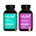 HUM Full Skin and Liver Health Supplement from Nutrition, Wingman and Daily Cleanse A Green Detox & Milk Thistle for Skin Care Support and Liver Health, 2 Pack Bundle, 60 Kapsułki wegetariańskie