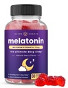 Gumki melatoninowe dla dorosłych, Dodatkowa Siła Pomoc Sen Witaminy, 5 mg lub 10 mg Dawka, Wegański naturalny suplement zapachu truskawki dla lepszego snu, Zdrowy cykl snu, 60 Gummies
