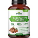 Zazzee Ekstra Siła Francuski Morski Pine Bark 20: 1 Ekstrakt, 350 mg Per kapsułki, 180 Kapsułki wegańskie, 95% Proantocyjanidyny, Kosher, 6 Miesiąc dostaw, Standaryzowane 20X Ekstrakt, Non-GMO, Made in USA