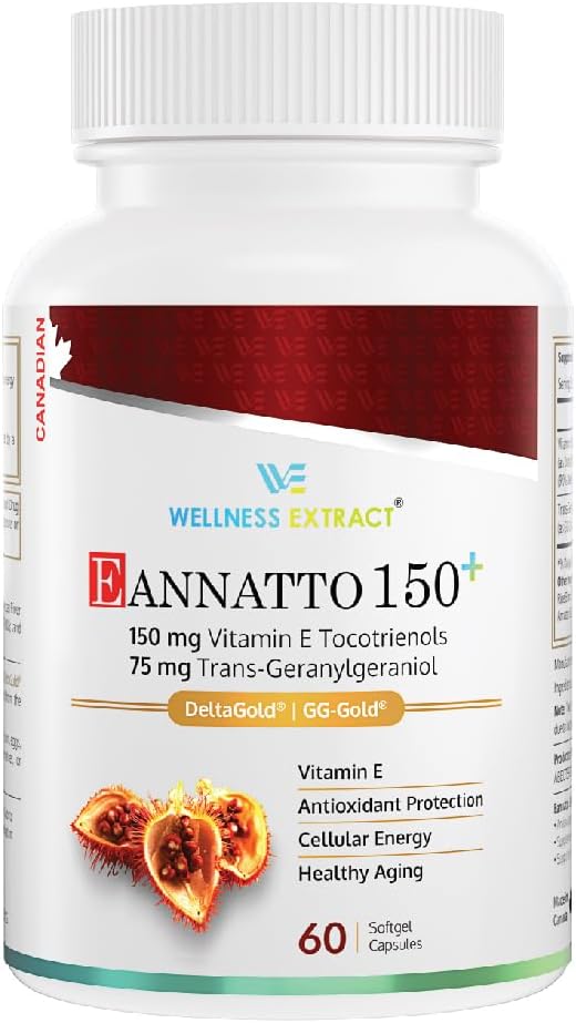 Wellness Extract Eannatto 150mg Witamina E Tocotrienols Suplement z GG - Zdrowe Starsze 60 softgeli.