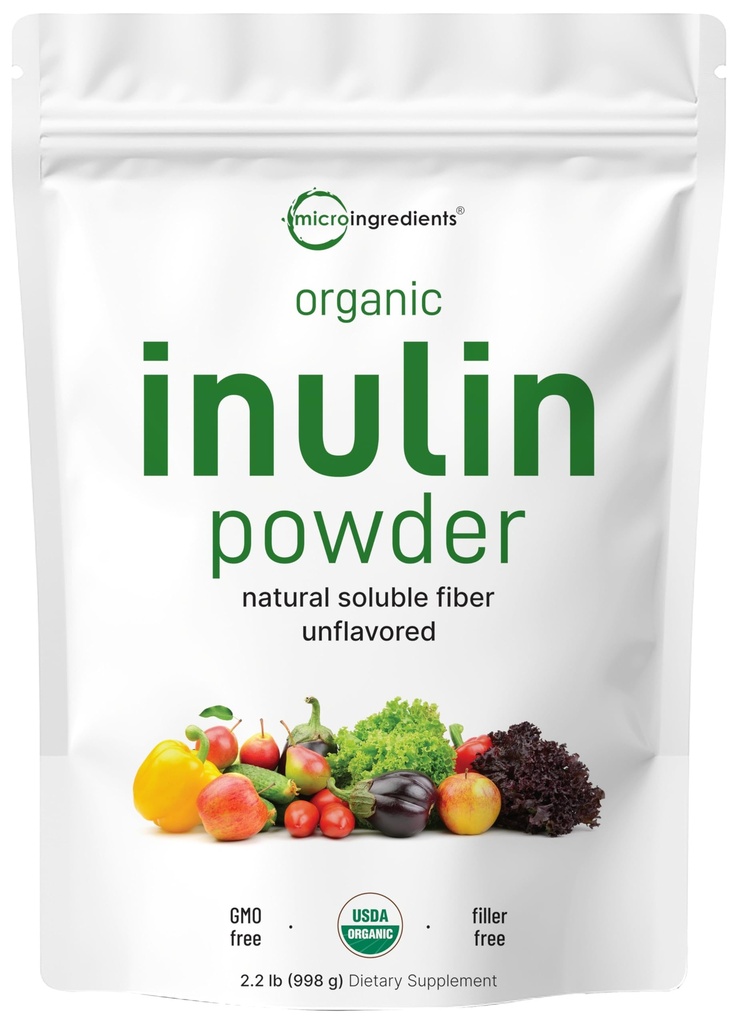 Micro Składniki Inuliny organicznej FOS Fiber Proszek, 2,2 lb With 124; Szybka woda - Rozpuszczalny Prebiotyk dla zdrowia jelit i colon 124; Naturalny Fiber dla Smoothies & Drinks