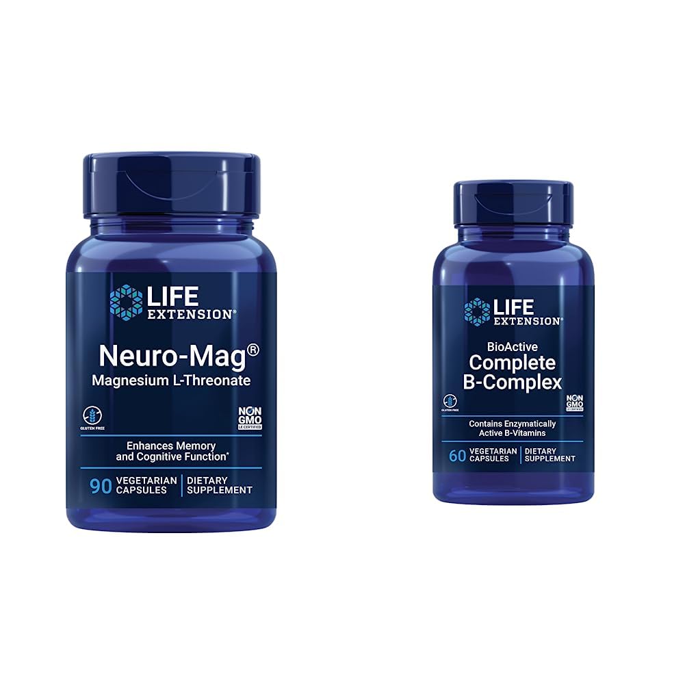 Przedłużenie życia Neuro- mag Magnezu L- treonian i Bioactive Kompleks B- dla mózgu, serca i wsparcia Nerve