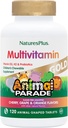 NaturesPlus Animal Parade Gold Multivitamin dla dzieci - Asorpted Cherry, Orange & Grape Flavors - 120 Animal- Shaped Chewable Tablets, Pack of 4 - Wegan, Gluten Free - 240 Razem Sługi