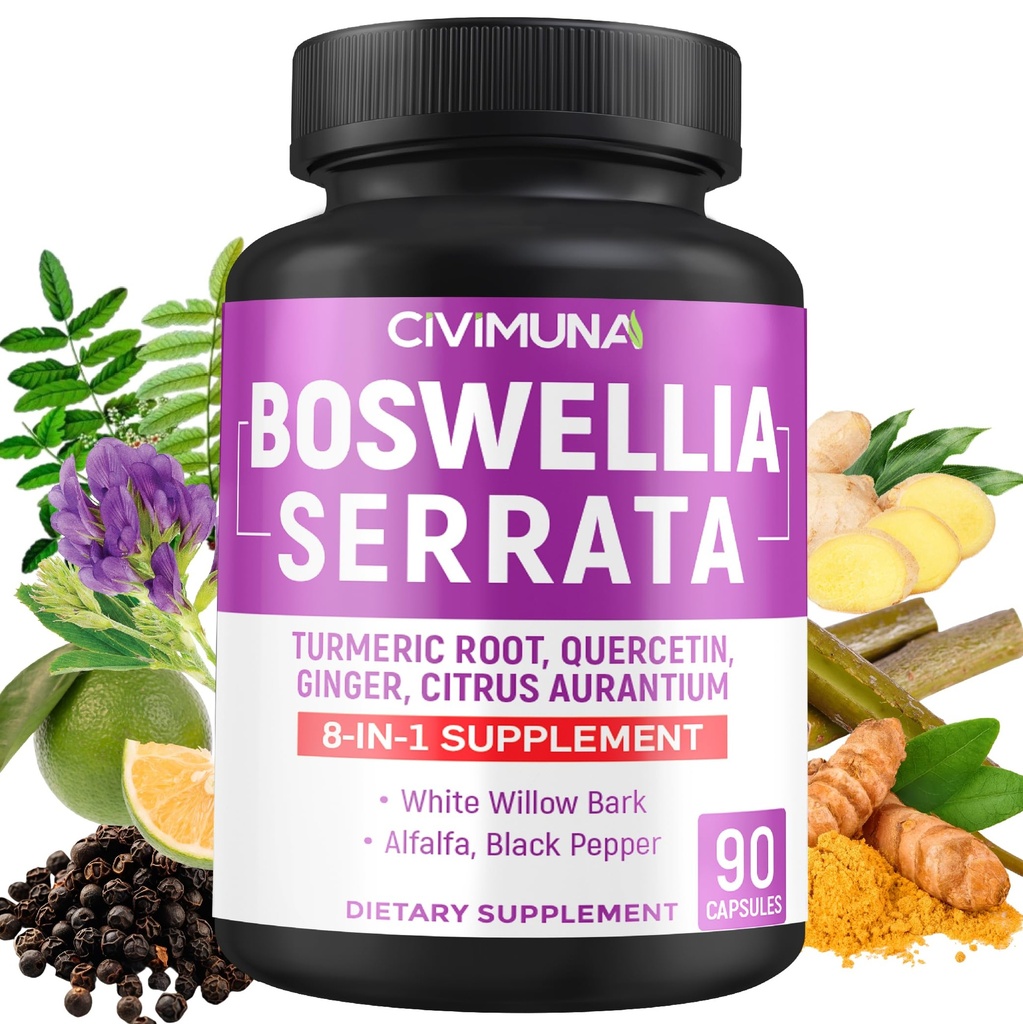 Boswellia kapsułki z Boswellia, Turmeric, Quercetin i więcej - 90 kapsułki dla 3 miesięcy dostaw