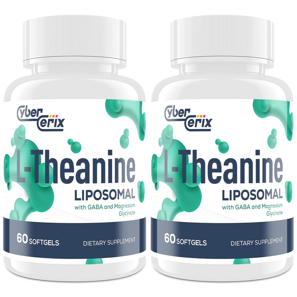Liposomal L- Theanine 500mg, Complex with GABA 200mg & Magnez 100mg, Dodatkowy suplement siłowy do uspokajania, relaksacji i koncentracji, Gluten Free - 120 kapsułki
