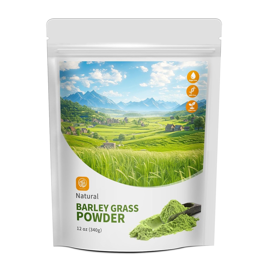 Hudetex Barley Grass Sok w proszku 12 oz - 100% Czysty Wheatgrass Proszek, Wspiera sercowo-naczyniowe, Wątroba i trawienie funkcji, Wegan, Nie Maltodekstryna i cukier.