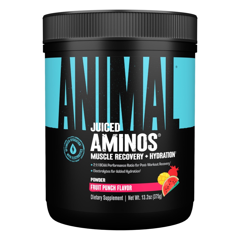 Animal Juiced Amino Acids - BCAA Proszek EAA Matrix Plus Nawodnienie z elektrolitami i soli morskiej w każdej chwili odzyskiwania i poprawy wydajności, Fruit Punch Flavor, 30 Służenia