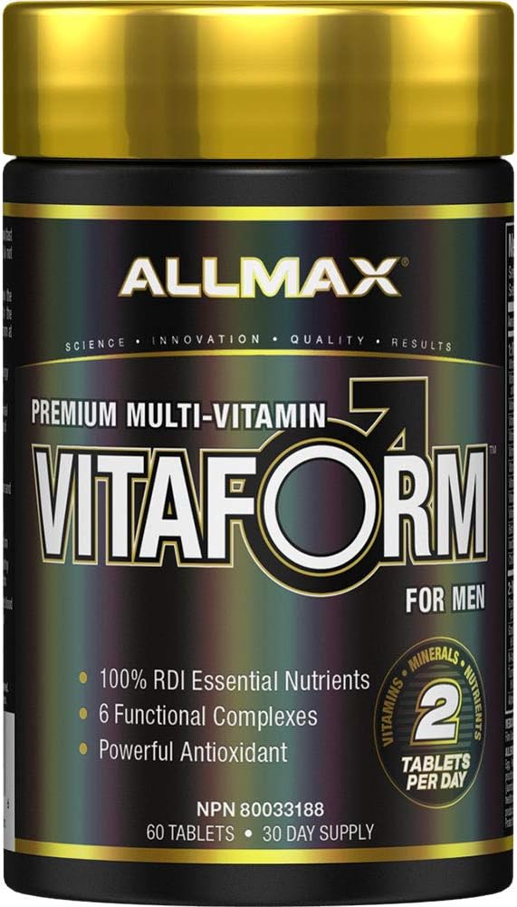 ALLMAX VITAFORM - 60 tabletek - Premium Multivitamina dla mężczyzn - Sześć Kompleksów funkcjonalnych + Witamina C, D3 i Cynk - 30 Służenia