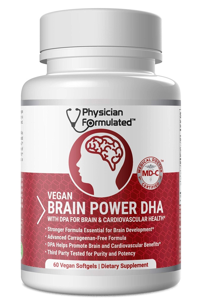 Vegan DHA for Brain and Prenatal 100% Algae Based Omega 3 Essential Fatty Acids with NO Carrageenan, NO Vegerable Oil Plus 2500mcg Astaxanthina