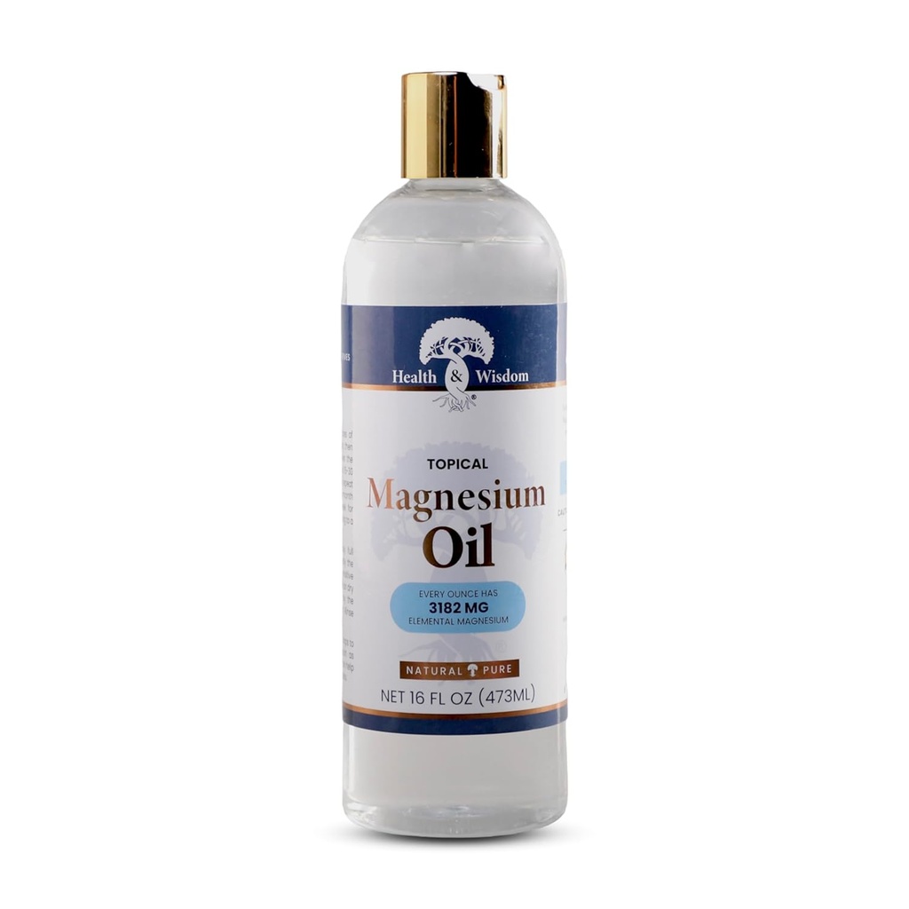 Zdrowie i Mądrość Czysty olej magnezowy - Topical Muscle & Joint Relief- Naturalny i czysty nawilżacz skóry - Zwiększona absorpcja - 16 fl oz