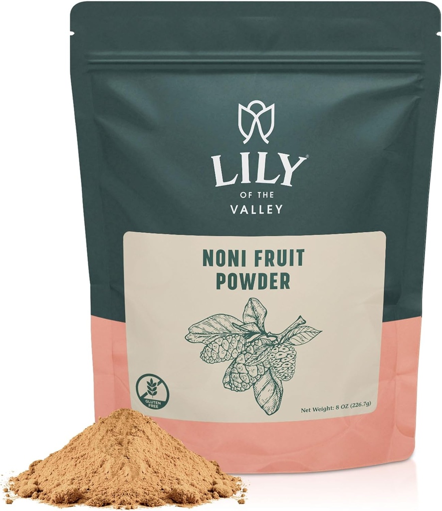 Lily of the Valley Noni Fruit Powder - Morinda Citrifolia - Superfood Indian Mulberry - Wielki dla Smoothies and Recipes - Vegan & Gluten- Free - Resealable Pouch (8oz, 226g) - Pakiet May Wary