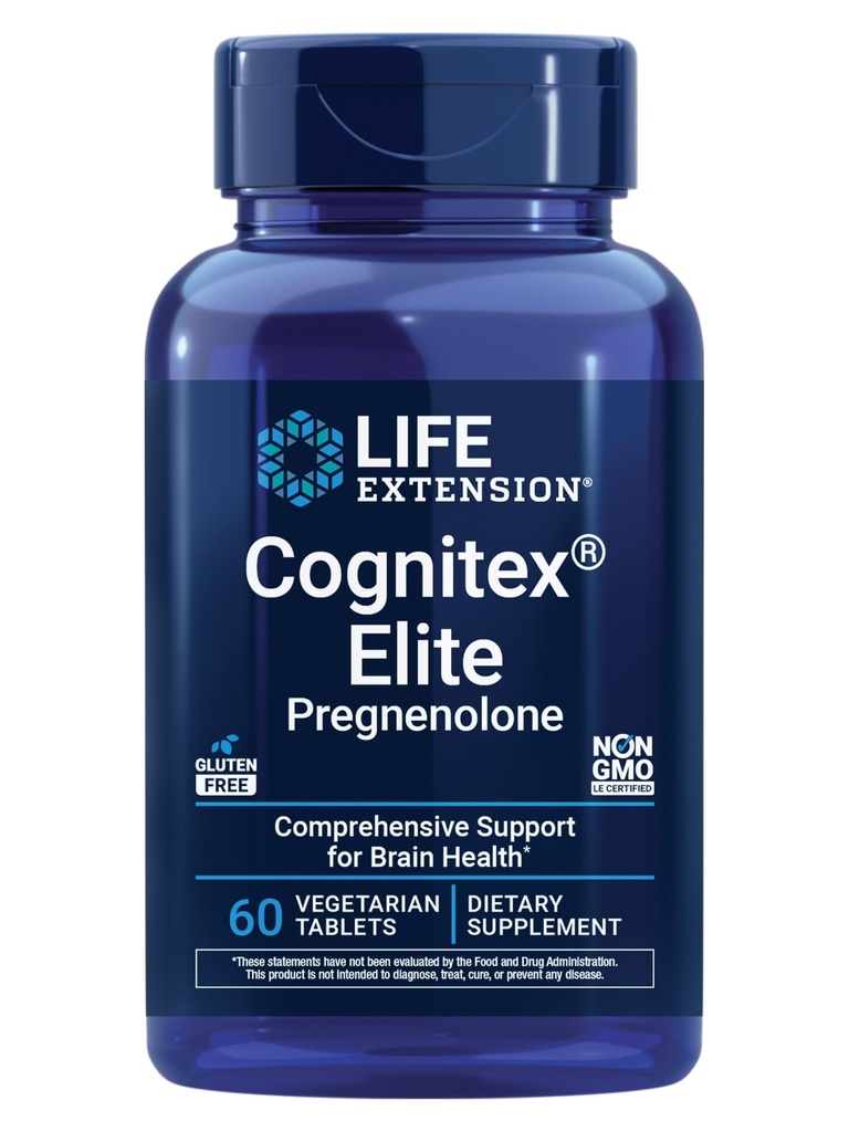 Life Extension Cognitex ® Elite w ciąży, szałwia, borówka, ashwagandha, fosfatydylseryna, zaawansowana formuła, Uwaga, Skup się, Pamięć, Gluten- Free, Non-GMO, Wegetarianin, 60 Tabletki