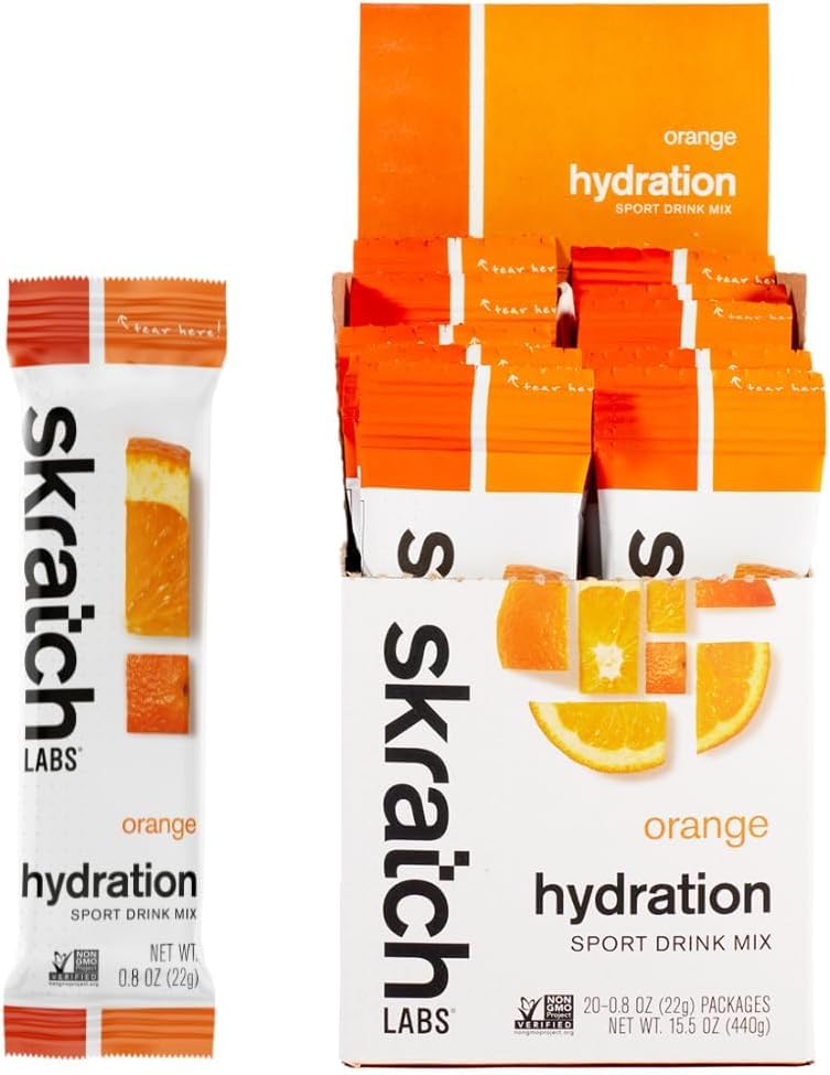 Pakiety nawadniające Skratch Labs - Napoje nawadniające, Pomarańczowy (20ct) - Pakiety proszkowe Electrolyte opracowane dla sportowców i sportowców - Gluten Free, Wegan, Kosher