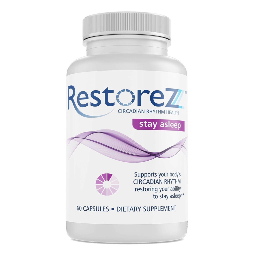 Restorez Stay Asleep (60 Kapsułek) Naturalny suplement do snu - Utrzymanie długiego niespokojnego snu przez całą noc - Non-Habit Forming Sleep Aid