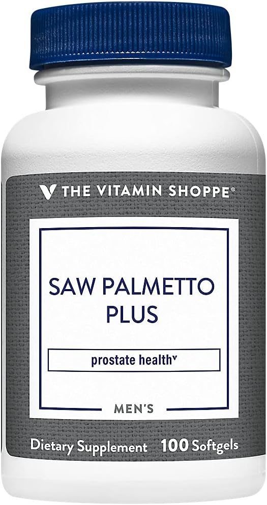 Witamina Shoppe Saw Palmetto Plus - Suplement dla zdrowia prostaty - 160 mg Saw Palmetto Extract z doskonałym źródłem cynku, witaminy E i B6 (100 Softgels)