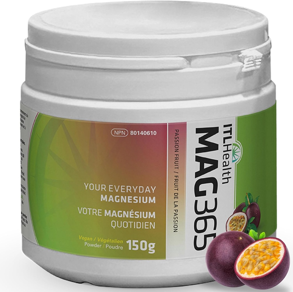 MAG365 Czysty proszek z magnezu jonowego - Naturalny i biodostępny dodatek rozpuszczalny w wodzie z kwasem cytrynowym - Wspomaga energię, mięśnie, kości i serca Funkcje 124; Pasja Owoce 150g 37- Służenie