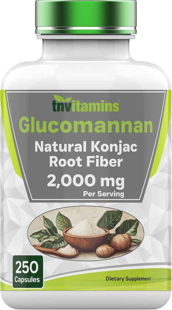 tnwitaminy Glucomannan kapsułki 2000 MG - 250 Hrabia 124; Natural Konjac Korzeń Fiber ekstrakt proszek suplement 124; Rozpuszczalny, Dietetyczny, & Digestive Fiber Pills 124; Produkowany w USA 124; Non-GMO & Gluten Free