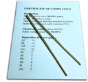 Colloidal Silver Generator Wire gwarantowane 99,99% Czysty - Zestaw (2) 4 "Elektrody Rods 12- Gauge (0.08 w. / 2.06 mm) z certyfikatem zgodności / Kompletna analiza chemiczna składu stopu