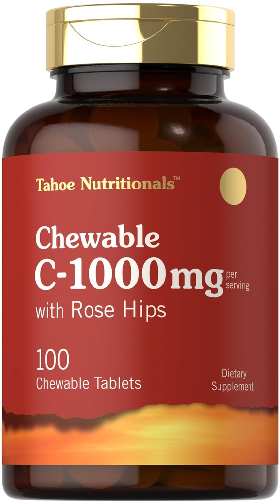Carlyle Witamina C Chewables 124; 1000mg Biżuteria 124; 100 Tablets Natural Orange Flavor 124; Wegetarianin, Non-GMO & Gluten Free Supplement