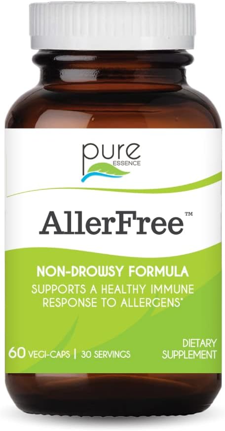 AlerFree Natural Alergy Supplement by Pure Esence Labs - Non Drowsy Pills for Sinus and Nasal Health Sezonowe alergie z Enzymy i Zioła - 60 Kapsułki