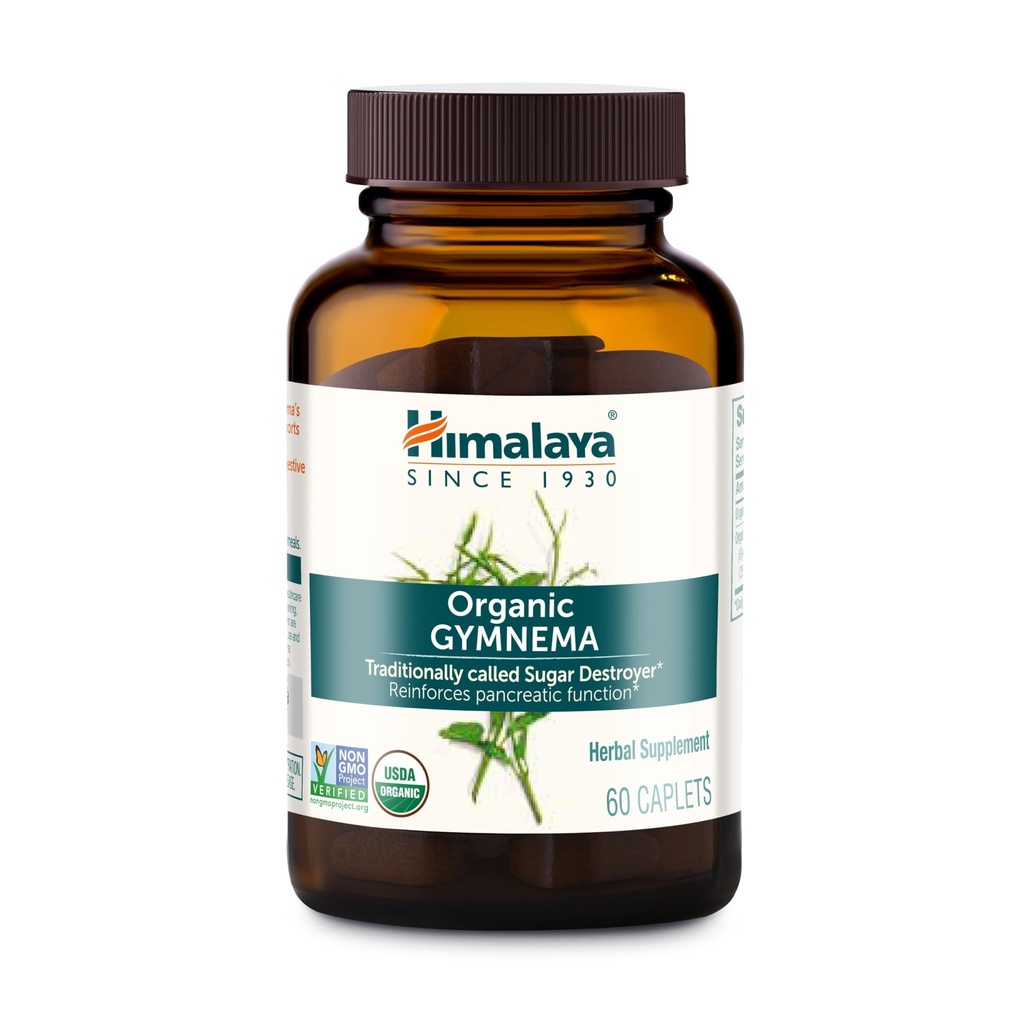 Himalaya Organic Gymnema Sylvestre - Herbal Glucose Metabolizm Wsparcie - USDA Organic, Non-GMO, Wegan, Gluten Free, Dodatek Free, 700 mg, 60 Kapsułki