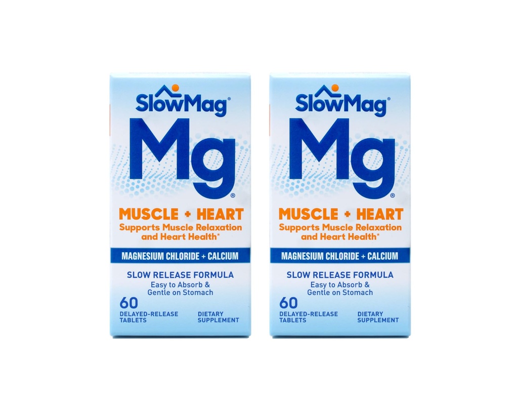 SlowMag MG Mięśnie + Chlorki magnezu serca z tabletkami wapnia 60 Liczba (Opakowanie po 2)