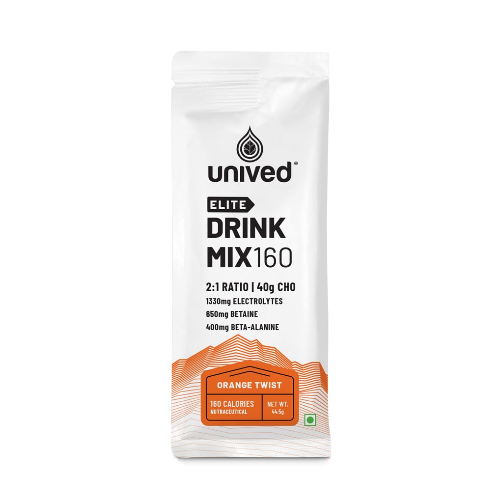 Unived Elite Drink Mix 160 Betaine 124; Isotonic Energy Drink 124; 2: 1 Stosunek & 40g Karbohydraty z Betaine & Beta- Alanine Beta4; Endurance Sports Drink Orange Twist, 8 Pack