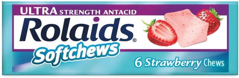 Rolaid Softchews Stick, Truskawka, 6 sztuk (opakowanie po 12 sztuk)