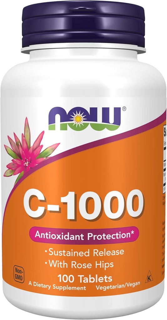 Teraz żywności Suplementy, Witamina C- 1000 z Rose Hips, Trwałe uwalnianie, Antyoksydant Protection *, 100 Tabletki