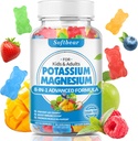 softbear Gummie potasu dla dorosłych, Wysoka absorpcja Potasu Magnezu Suplement z witaminą B6 CoQ10 dla Kramp Nogi i Mięśnie Zdrowie Bez cukrów Wegan Mieszany Fruit Flavor 60 Gummies