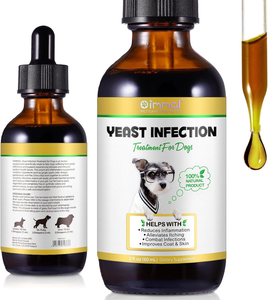 Natural Yeast Infection Treatment for Dogs - Wspiera zdrowe Itch Relief & zapalenie - Dog Ear Infection Treatment & Allergy Relief - Itch Relief for Dogs, Dog Ear Treatment for Infections- fl oz