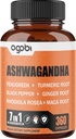7 w 1 Ashwagandha 8050mg - Połączone z kozieradką, maką, kurkumą, Rhodiolą, imbirem i papryką czarną - nastroje, siły, ducha i energii Suplement - 360 Kapsułki - 12 Miesiąc Dostawy