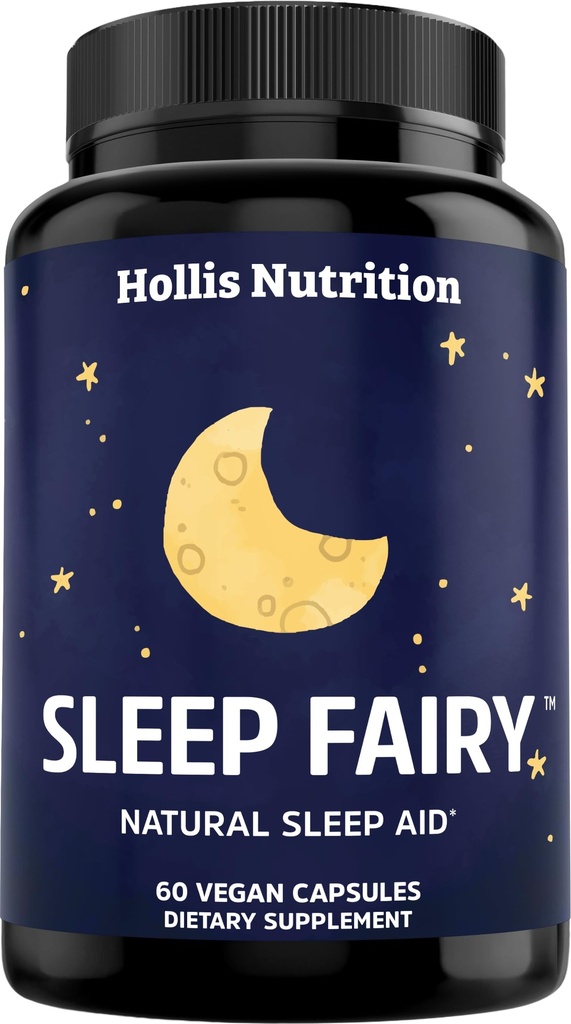 Śpi Fairy Natural Sleep Assistance 124; Magnezu Glicynian 500mg, Melatonina 10mg, L- Theanine, B6, 5- HTP, GABA, Valerian Root & Ashwagandha; Ziołowe leki nasenne dla dorosłych 124; Wegańskie leki nasenne