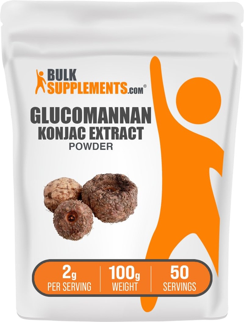 BulkSupplements.com Glucomannan Powder - z Konjac Root Extract Powder, Glucomannan Supplements - Gluten Free, 2g per Serving, 100g (3.5 oz) (Opakowanie po 1)