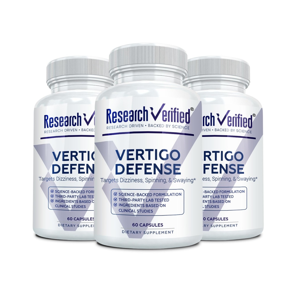 Badania zweryfikowane Vertigo Defense - Soothe Symptom and Support Inner Ear Balance - Witamina D3, Ginger, Ginkgo Biloba, BioPerine - 180 Kapsułki