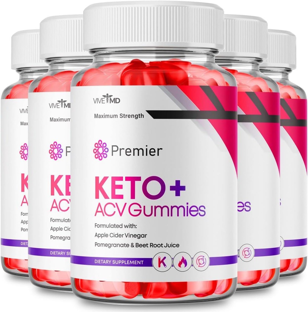 Premier Keto ACV Gummies - Oficjalna formuła, Premier Keto Gummies Blast Plus dla maksymalnej siły z Apple Cider Vinegar 1000MG, ACV Keto Premier Supplement Witamina B12 Folate Beet Root (5 Pack)