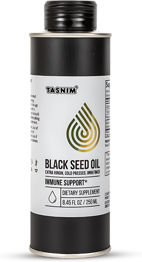 100% Etiopian BlackSeed Oil 8.45 Oz - Cold Pressed Black Seed Oil for Immune Support, High Potency 5,7% - 21% Thymoquinone Skin, Hair & Overll Health - Nierafinowany Black Cmin Seed Oil - Gluten Free